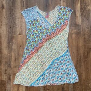 Johnny Was Patchwork Floral Boho Blouse Women’s XL Tunic Hippie